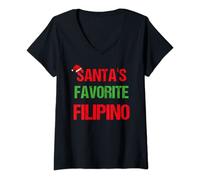 Womens Filipino Funny Philippines Pajama Christmas Gift V-Neck T-Shirt