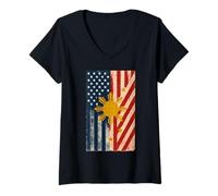 Womens Filipino Roots American Grown Philippines America USA Flag V-Neck T-Shirt