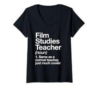 Women's Film Studies Teacher Definition Fun Back to School First Day V-Neck T-Shirt