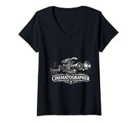 Women's Filmmaking Graphic Apparel for Editors Videographers V-Neck T-Shirt