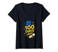 Womens Final 100 Days Countdown Celebration Art V-Neck T-Shirt