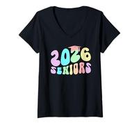 Womens Finally 2026 Seniors Groovy Yearbook 12 Years Later Rule V-Neck T-Shirt