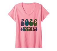 Womens Finally Class of 2026 Seniors Yearbook Final Level Pink V-Neck T-Shirt