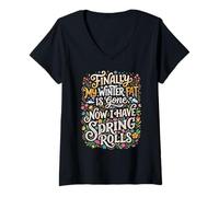 Women's Finally, My Winter Fat is Gone. Now I Have Spring Rolls. Pun V-Neck T-Shirt