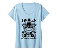 Womens Finally Retired Life 2026 The Adventure Begins Now Hammock V-Neck T-Shirt