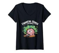 Women's Financial Genius in Theory Funny Brain V-Neck T-Shirt