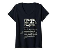 Women's Financial Mistake in Progress Dictionary Meaning V-Neck T-Shirt