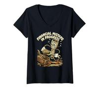 Women's Financial Mistake in Progress Vintage Cartoon Wrench V-Neck T-Shirt