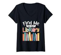 Womens Find Me at The Library Book Lover V-Neck T-Shirt