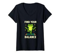 Womens Find Your Balance Funny Frog Yoga Quote V-Neck T-Shirt