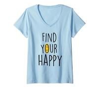 Womens find Your Happy Inspirational Happiness Sayings Motivation V-Neck T-Shirt