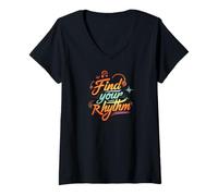 Womens Find Your Rhythm Music Headphones Lover V-Neck T-Shirt