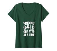 Womens Finding Gold One Step at A Time Irish Clover V-Neck T-Shirt