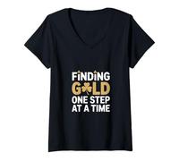 Womens Finding Gold One Step at A Time Irish Clover V-Neck T-Shirt