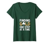 Womens Finding Gold One Step at A Time Irish Clover V-Neck T-Shirt