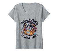Women's Finding Happiness in Dumpster Diving Junk Collector V-Neck T-Shirt