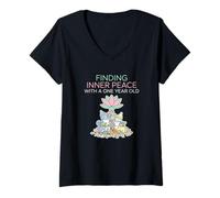 Women's Finding Inner Peace with A One Year Old Stressed Parent V-Neck T-Shirt