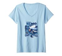 Womens Finding Nemo Deep Blue Ocean V-Neck T-Shirt