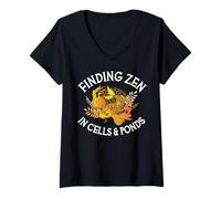Women's Finding Zen in Cells & Ponds Funny Cytology V-Neck T-Shirt