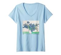 Women's Fine Art Irises Vincent Van Gogh Gallery Tag Retro Painting V-Neck T-Shirt