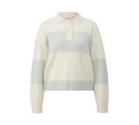 Women's Fine Knit Striped Polo Shirt COMMA Beige 46