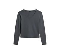 Women's finely ribbed long-sleeve T-shirt with a scoop neckline Superdry Noir XL
