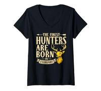 Women's Finest Hunters Born in February Deer Hunter Hunting Birthday V-Neck T-Shirt