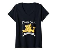 Womens Finger Coral V-Neck T-Shirt