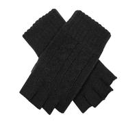Women's Fingerless Cable Knit Gloves - Black / One