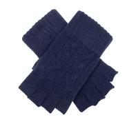 Women's Fingerless Cable Knit Gloves - Navy / One