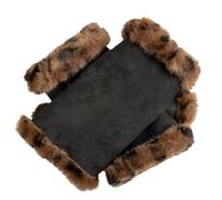 Women's Fingerless Faux Fur-Lined Faux Suede Mittens