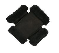 Women's Fingerless Sheepskin Mittens - BLACK SUEDE / S