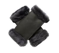 Women's Fingerless Sheepskin Mittens - CHARCOAL NAPPA / M