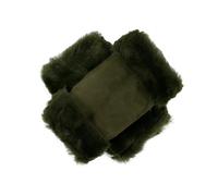 Women's Fingerless Sheepskin Mittens - OLIVE SUEDE / L