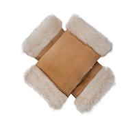 Women's Fingerless Sheepskin Mittens - TAN SUEDE / L