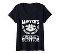 Womens Finished Masters Degree Survivor Masters Degree V-Neck T-Shirt