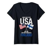 Womens Finnish American My History Began In Finland Finn Pride V-Neck T-Shirt