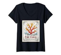Women's Fire Coral - Cnidariology Coral Ecology Marine Biology V-Neck T-Shirt