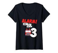 Women's Fire Engine 3rd Birthday Boys 3 Years V-Neck T-Shirt