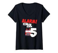 Women's Fire Engine 5th Birthday Boys 5 Years V-Neck T-Shirt