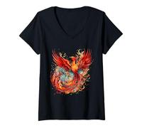 Womens Fire Phoenix Bird Phoenix Rising Phoenix Rejuvenation Reborn V-Neck T-Shirt