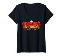Women's Firefighter By Trade Called By God Faith V-Neck T-Shirt