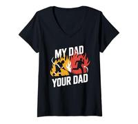 Womens Firefighter Dad vs. Your Dad Funny Firefighter Shirt V-Neck T-Shirt