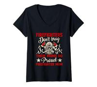 Womens Firefighters Don't Brag Their Moms Do Proud Firefighter Mom V-Neck T-Shirt