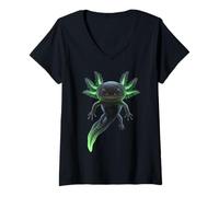Womens Firefly Axolotl - Green Highlight Morph Science Lovers V-Neck T-Shirt