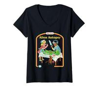 Womens First Alien Autopsy Sarcastic Retro Funny Adult Humor V-Neck T-Shirt