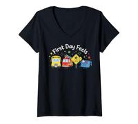 Women's First Day Feels Cute Elementary Student School Day V-Neck T-Shirt