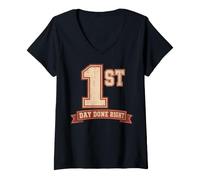 Women's First Day Success Vintage Collegiate Style V-Neck T-Shirt