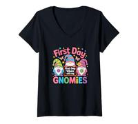 Womens First Day Vibes with My Gnomies Back to School V-Neck T-Shirt