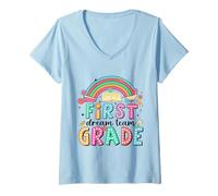 Womens First Grade Dream Team Back to School 1st Grade Teacher V-Neck T-Shirt